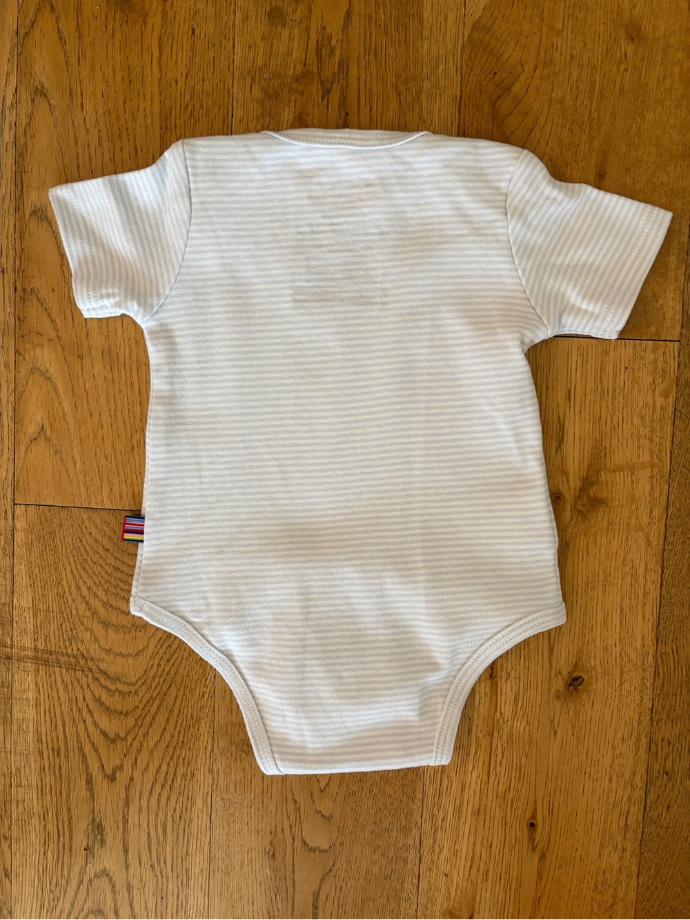 Magnetic Me Light Blue and White Striped Baby Onesie - Picture 2 of 3
